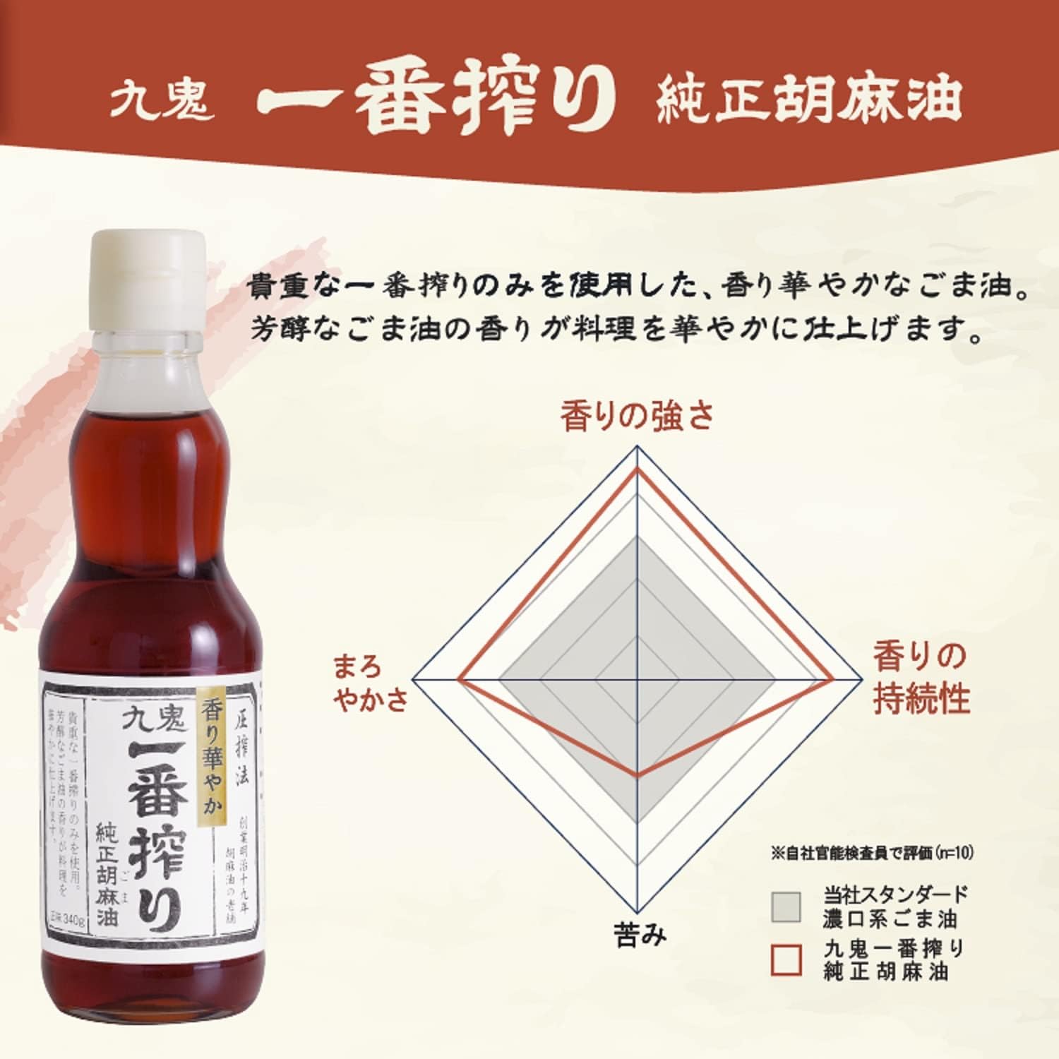 九鬼 一番搾り純正胡麻油 340g 8