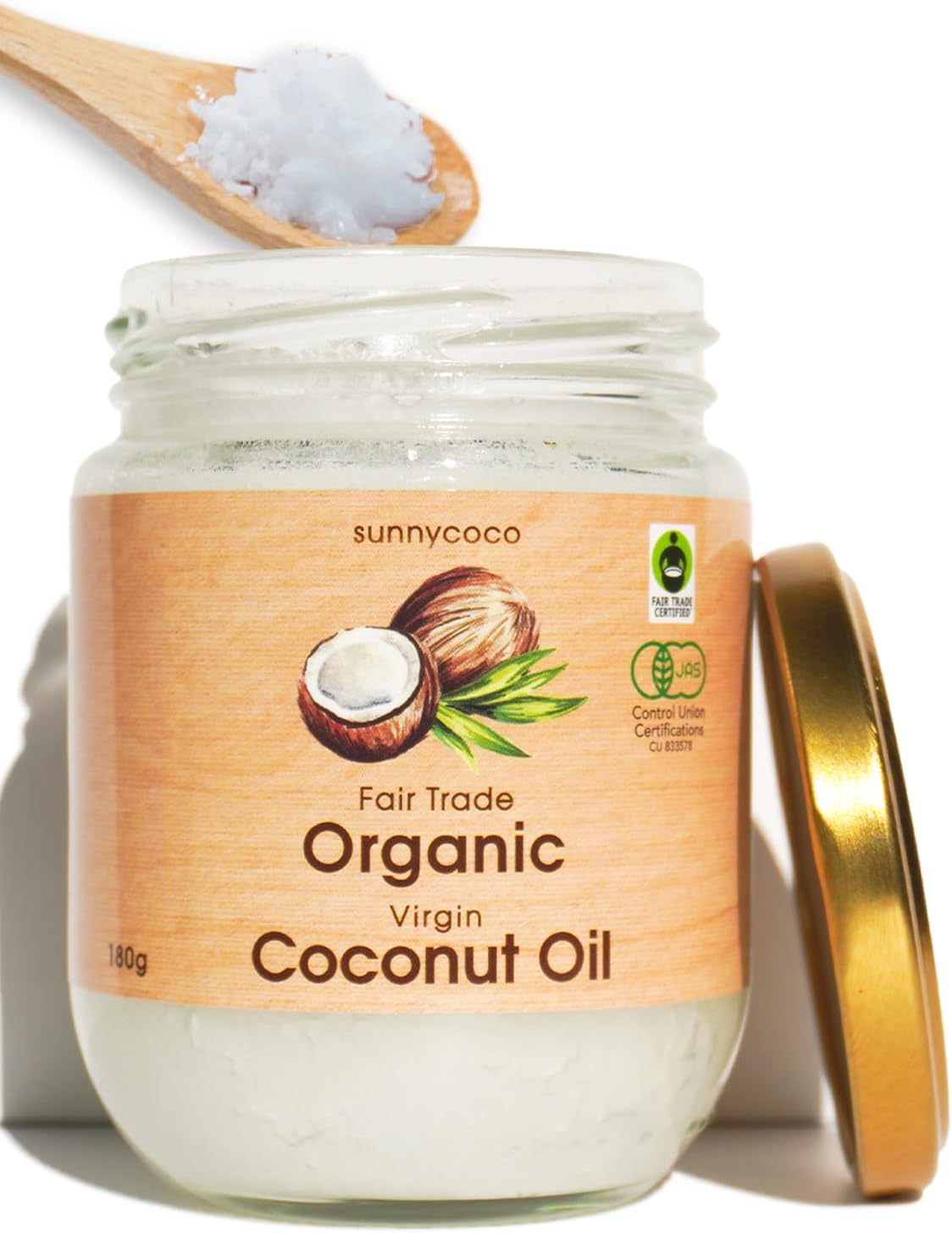 sunnycoco ココナッツオイル オーガニック (180g) 有機 JAS 無添加 食用 料理用 コールドプレ... 180g
