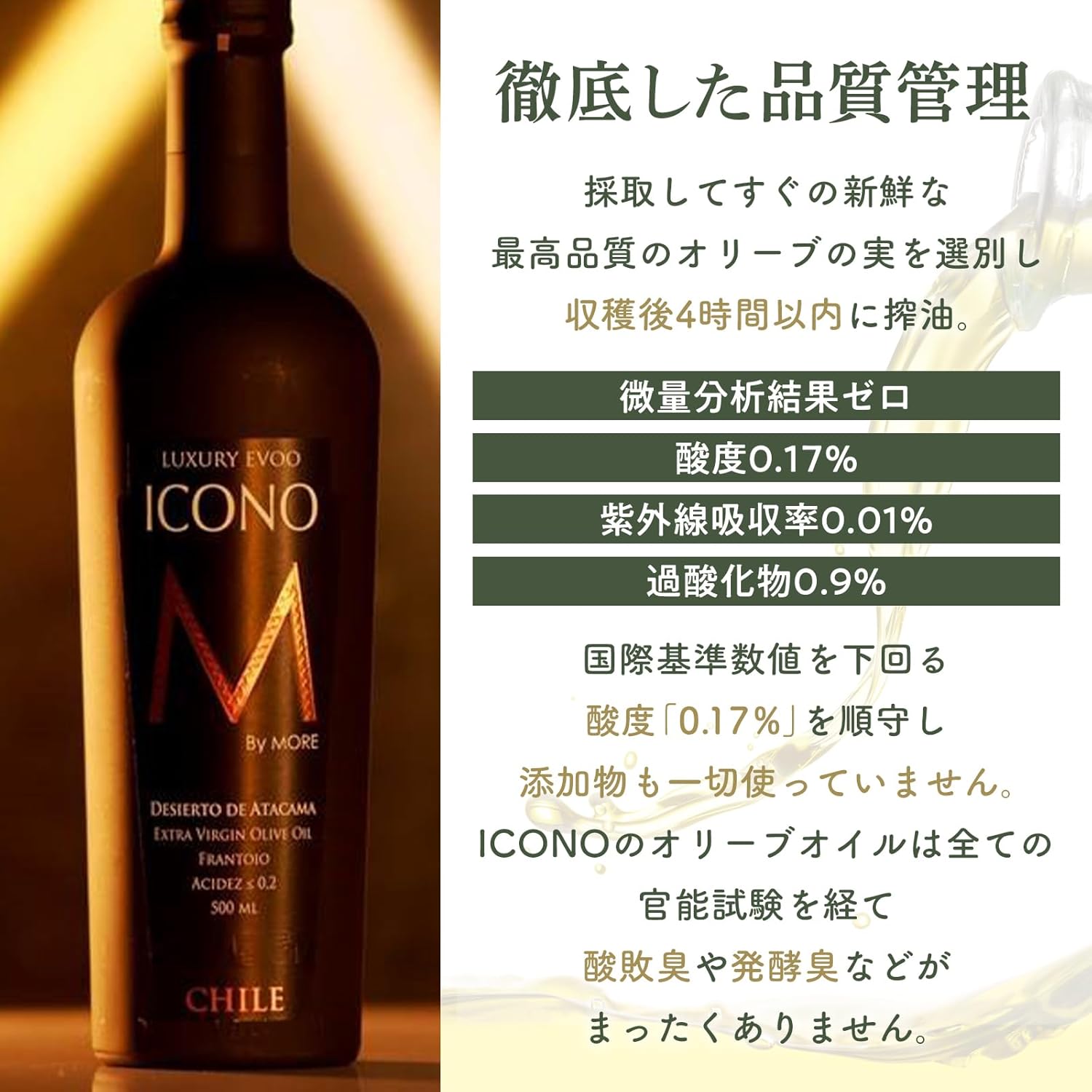 【FRUITY】エキストラバージン オリーブオイル ICONO(アイコノ) 250ml by MORE Chile 2
